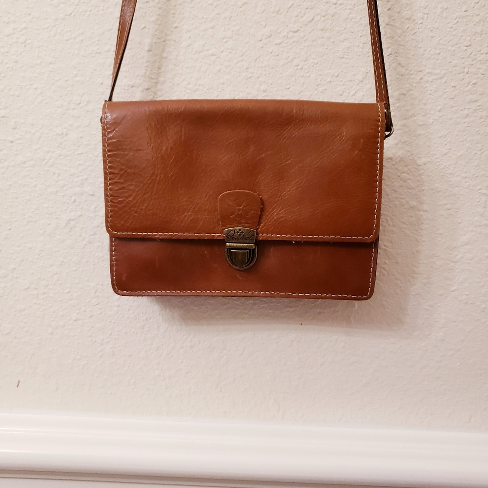 Patricia Nash Cognac Brown Leather Crossbody Bag